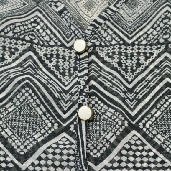 LIVING DOLL Sz S Womens BLACK White BOHO Semi Sheer TUNIC Pullover PEASANT Shirt - Picture 6 of 9